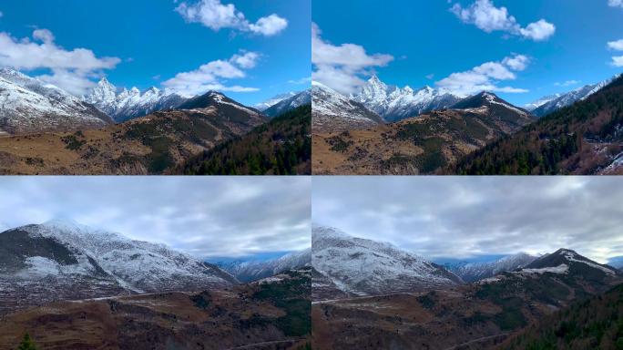 川西高原雪山雪景四姑娘山实拍4K