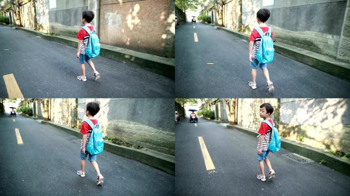 小孩走在路上