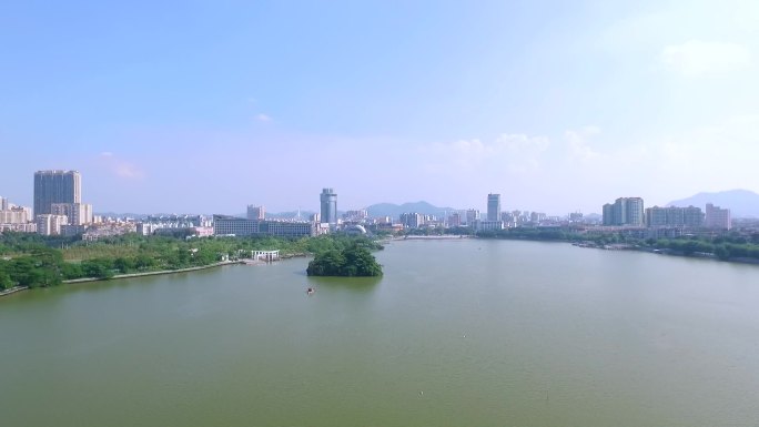 肇庆城市航拍美景七星岩风景区