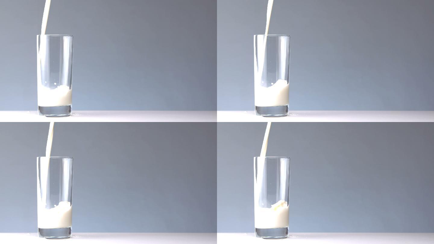 慢动作将牛奶倒入杯中