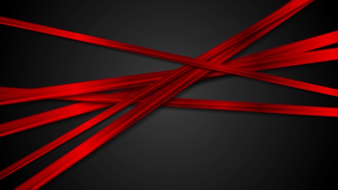 抽象亮红色条纹在黑色背景上的运动设计。