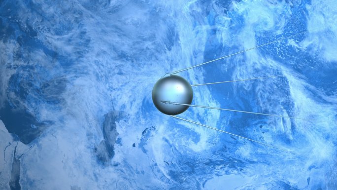 人造卫星飞过地球表面3D动画。