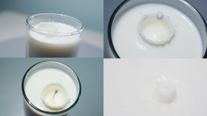 十几组滴牛奶溅起奶花翻腾牛奶实拍升格