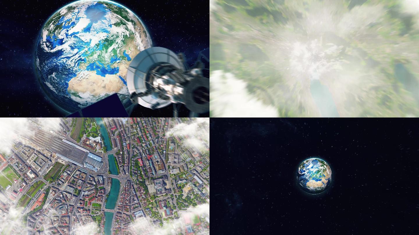 从太空飘到苏黎世太空探索都市探险视频素材