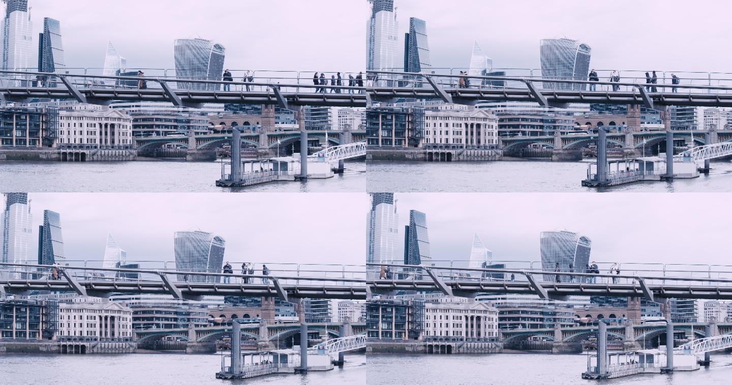 伦敦市大桥风景英国地标景观大楼高楼大厦