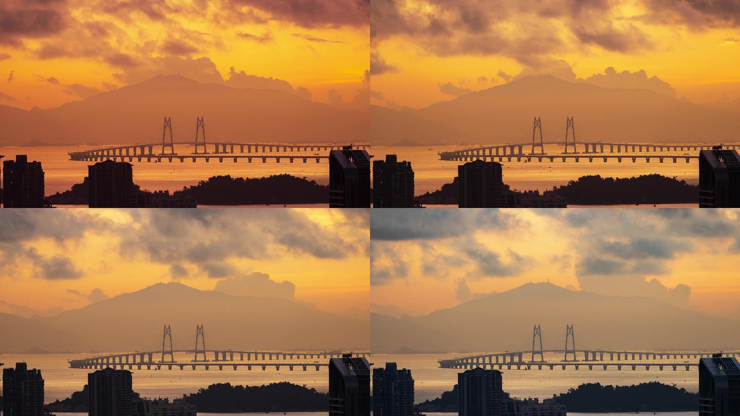 港珠澳大桥中国结日出延时4K