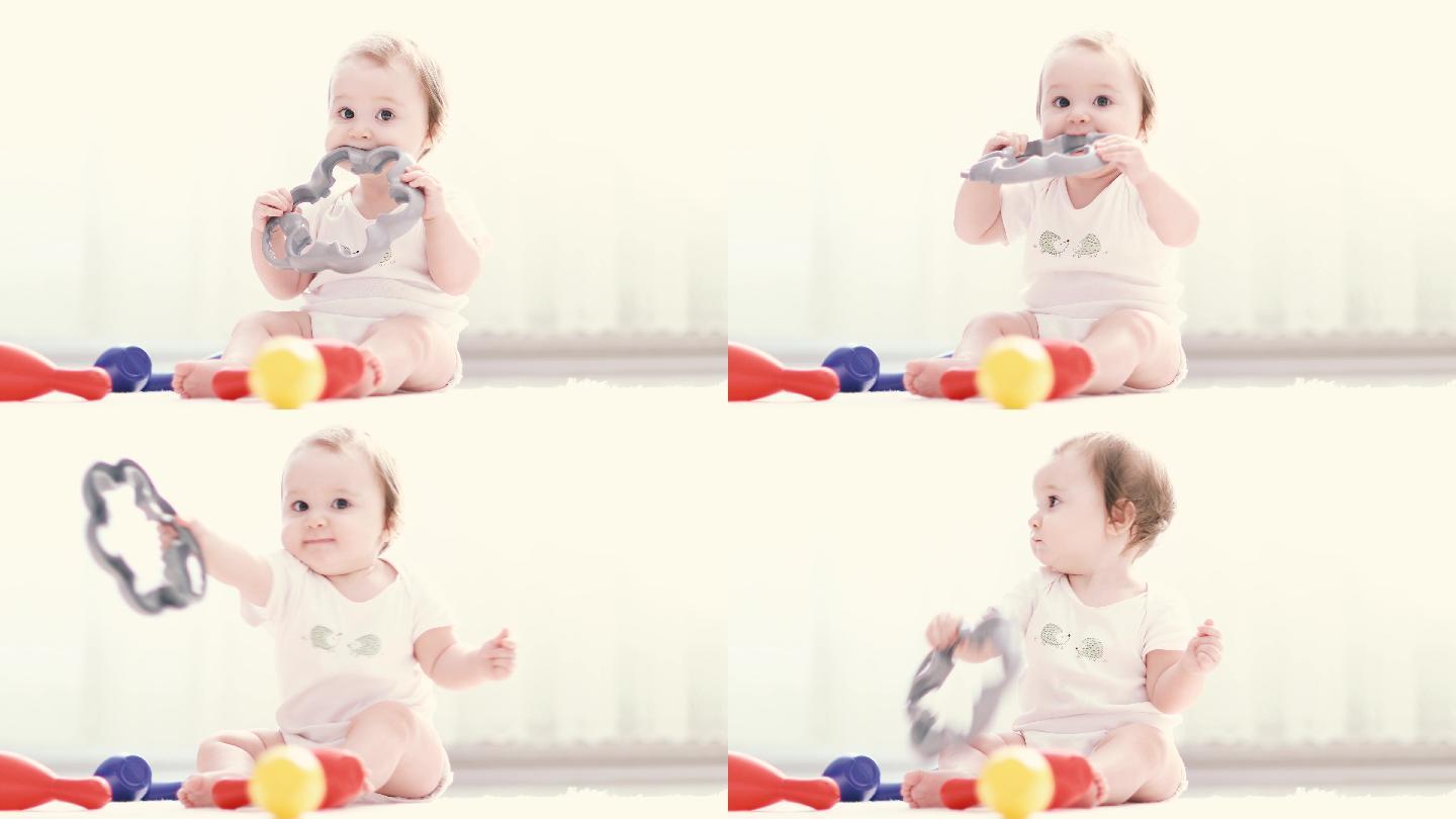 小女孩在玩玩具TVC宝宝天使笑容温馨幸福
