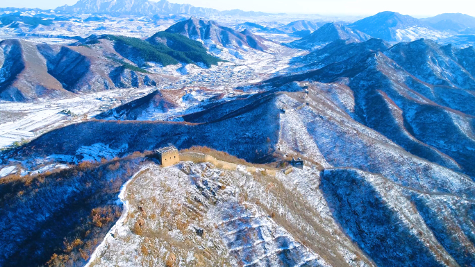 航拍板厂峪长城雪景C