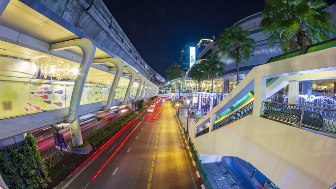 泰国曼谷的道路城市延时航拍泰国视频旅游宣