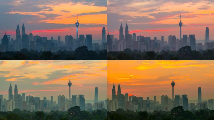 吉隆坡市延时风景马来西亚首都风光地标建筑