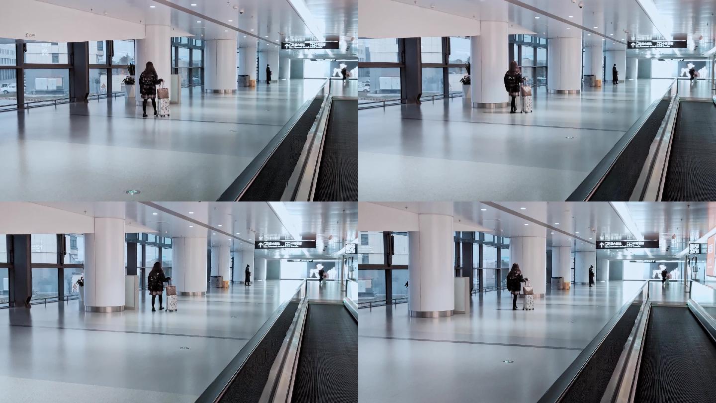 机场携带行李行走视频