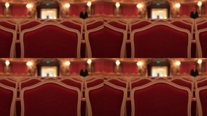 红色剧院椅子实拍椅子