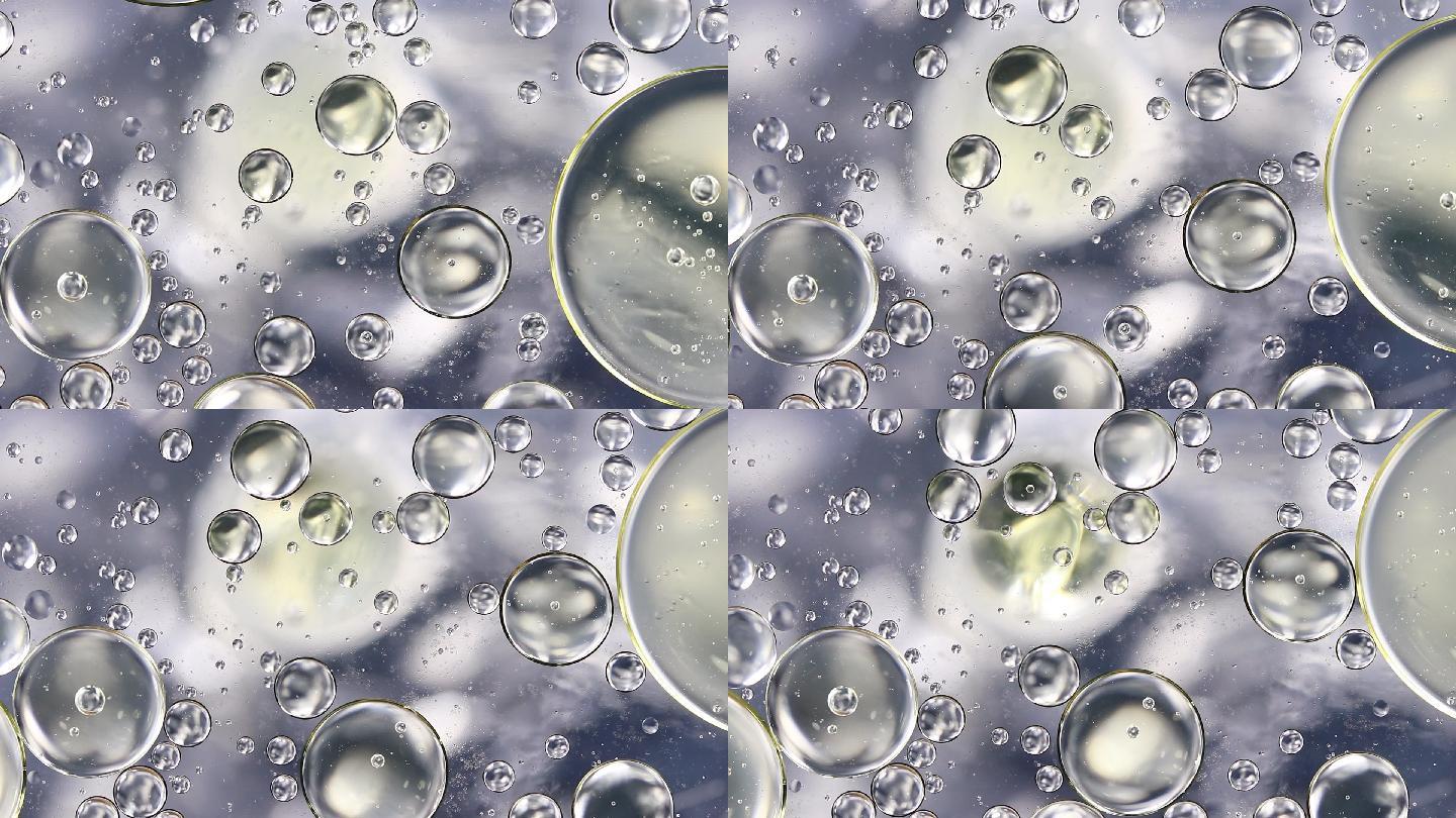 泡沫油水银色背景宣传片广告视频素材水泡