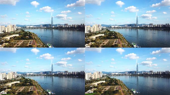美丽的城市景观鸟瞰首尔市，韩国