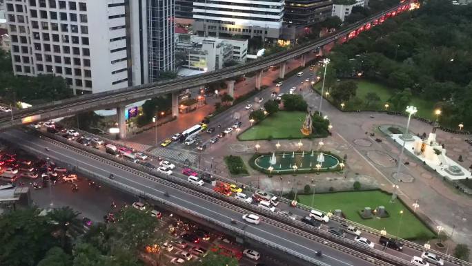 城市交通街景风光全景大景俯瞰车流