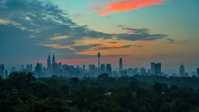 黑夜到白天吉隆坡天际线场景