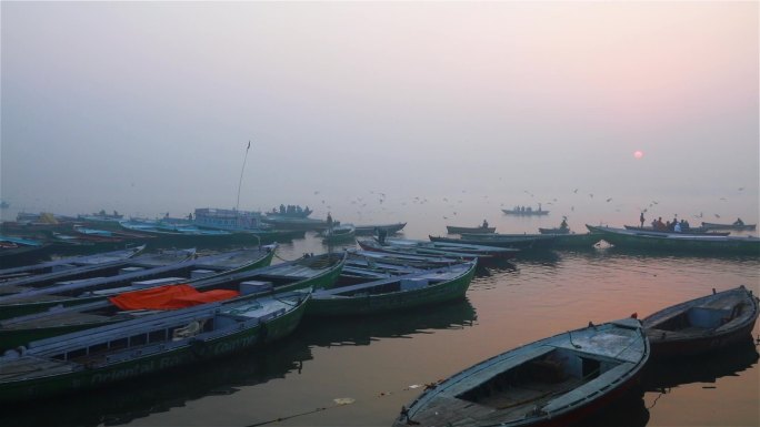 印度河 夕阳 渔船
