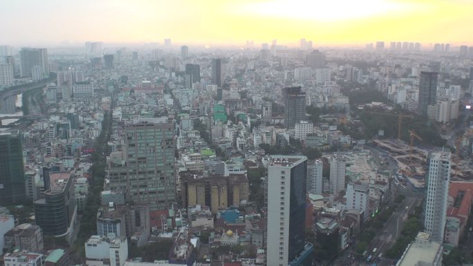 越南胡志明市城市建筑快速发展航拍延时国外