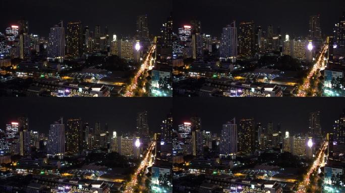 曼谷夜晚风景繁华城区夜色夜景灯光灯塔发光