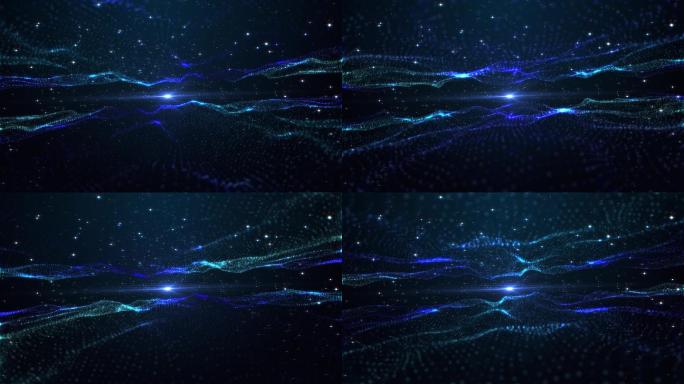 蓝色科技粒子海星空飘带绸带背景