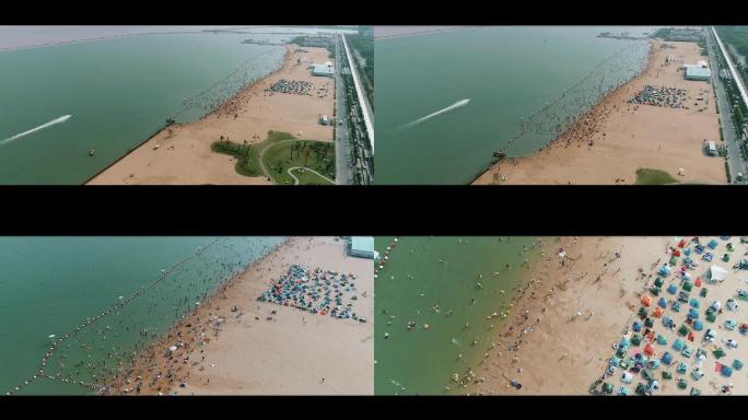 上海金山城市沙滩海边航拍