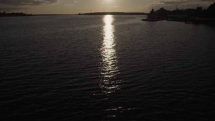 美丽的日落落日长河傍晚海面湖面湖水