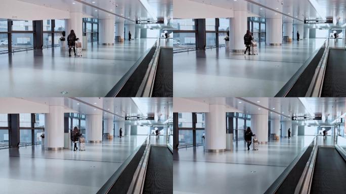 机场携带行李行走视频
