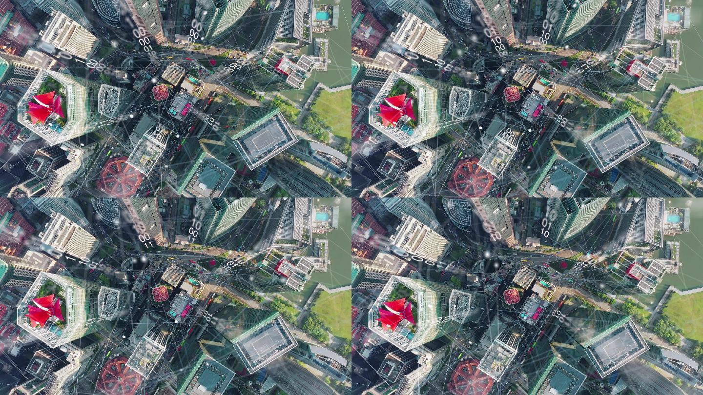 鸟瞰新加坡现代城市及通讯网络