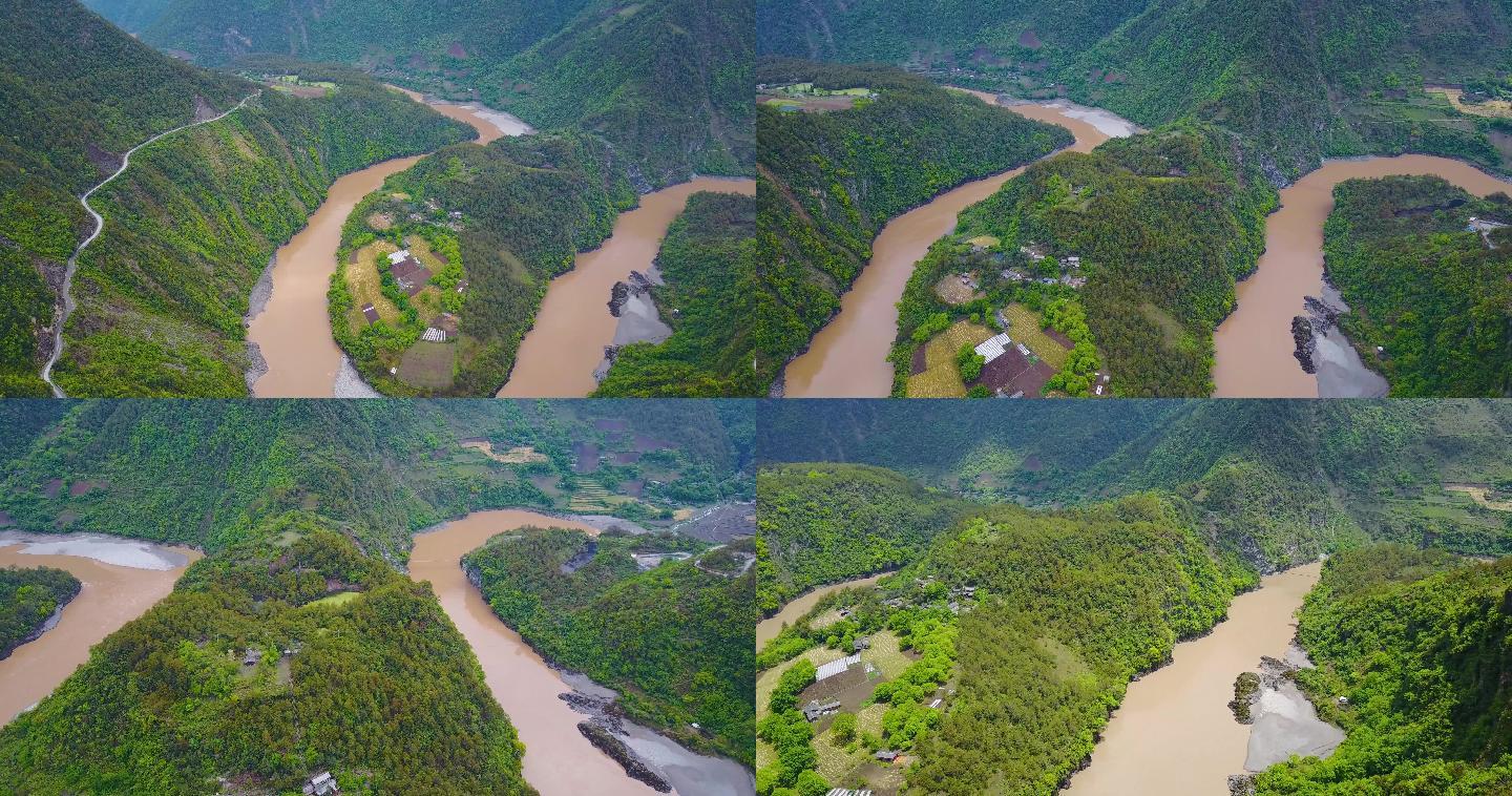 西藏 河流 怒江第一湾 村庄