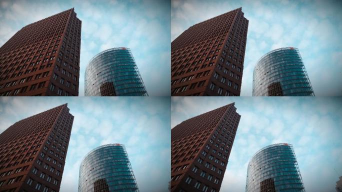 柏林市中心两栋办公楼的平移视频