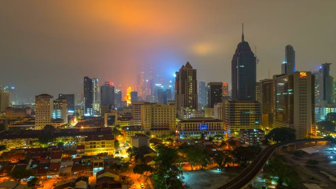 夜景延时:马来西亚吉隆坡市