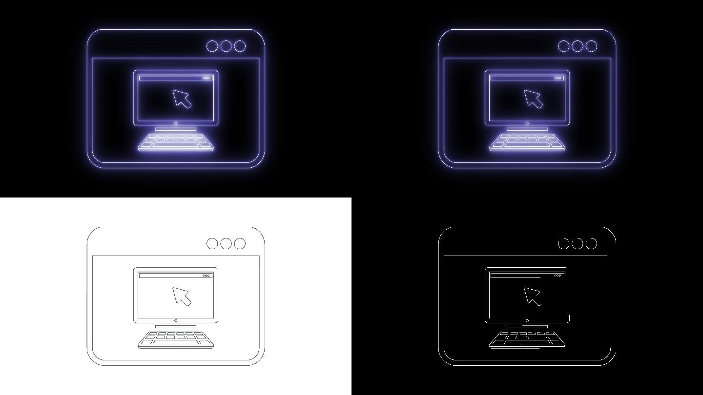 电脑监视应用程序。动画符号图标4K