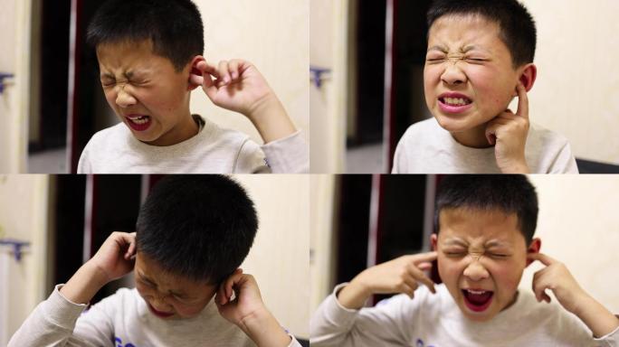耳朵疾病发作疼痛的小男孩