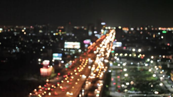 模糊的城市景观朦胧车流夜景车灯经济繁荣