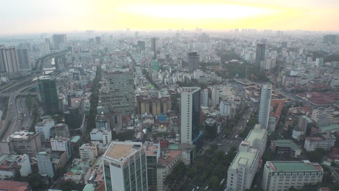 越南胡志明市城市建筑快速发展航拍延时国外