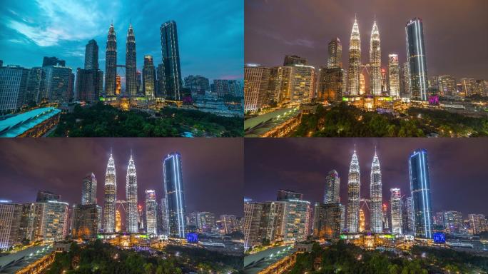 城市夜景马来西亚吉隆坡航拍