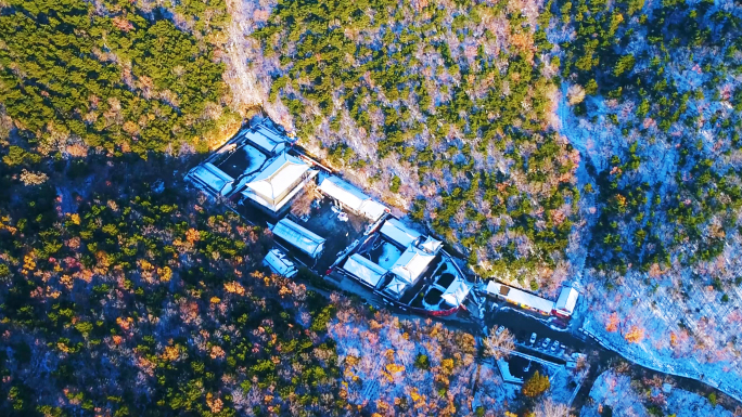 航拍圆明山圆明寺海港郊区雪景B