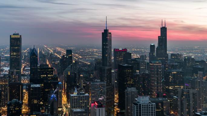 芝加哥一天延时风景