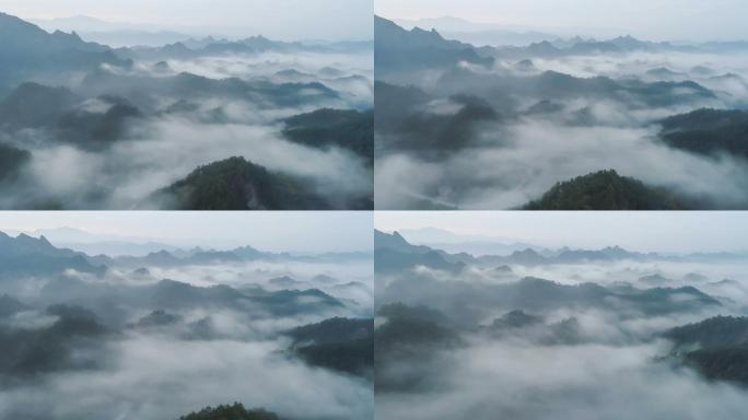 桂林鸟瞰图云海云雾高山山脉山峦广西桂林市
