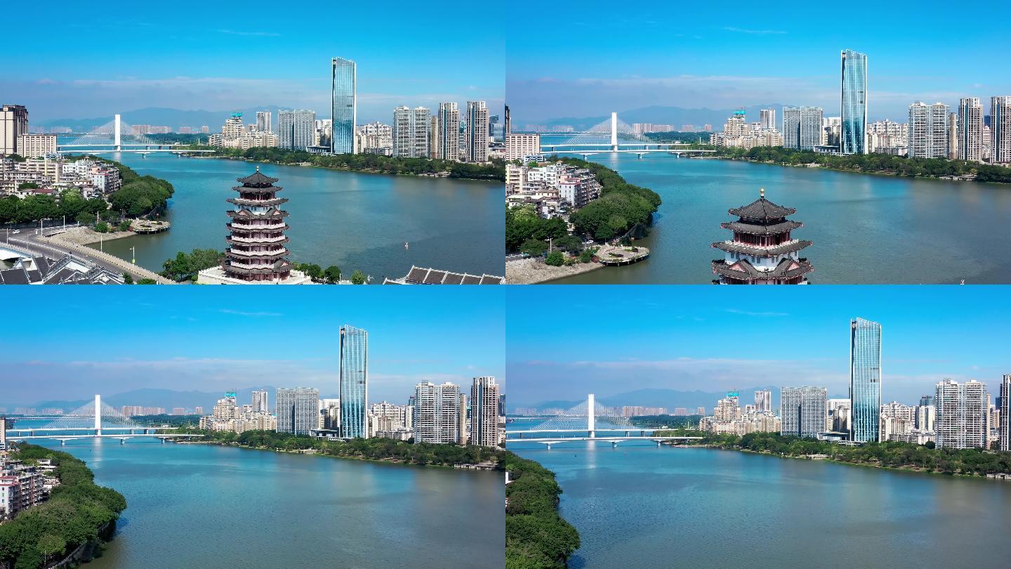 惠州市东江两岸地标航拍