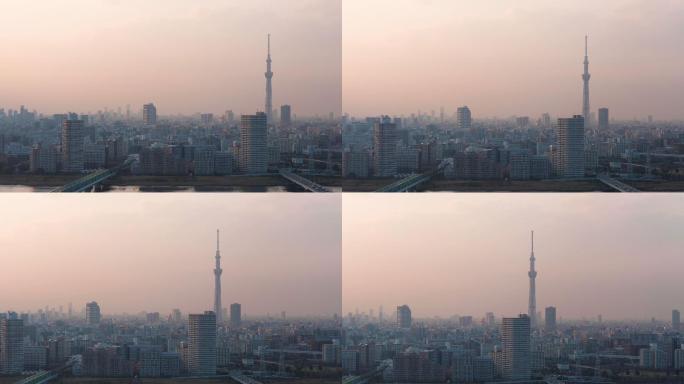 东京塔的位置与各种建筑的城市景观