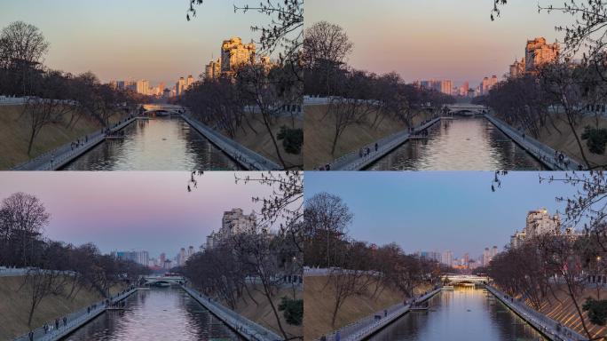 西安护城河环城公园日转夜延时摄影4K