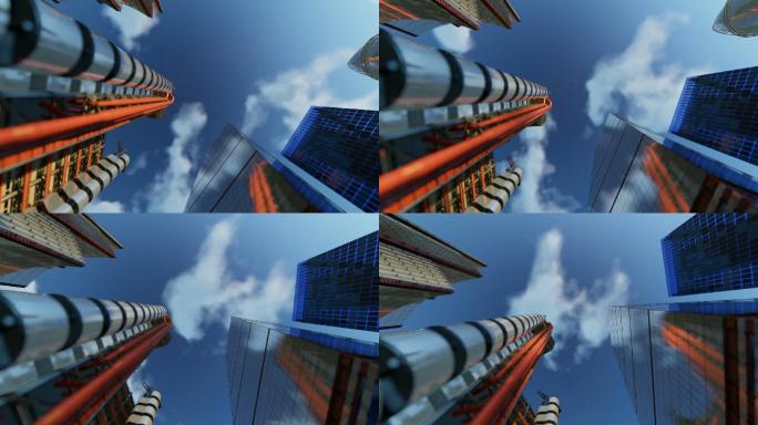 市中心的办公大楼映衬着蓝天