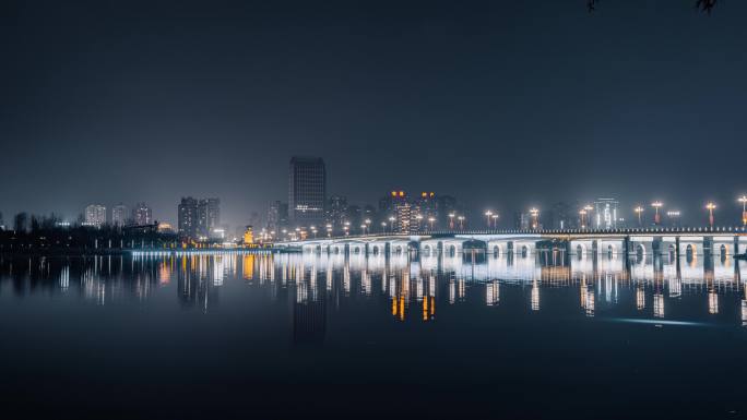 汉中天汉大桥夜景延时4K