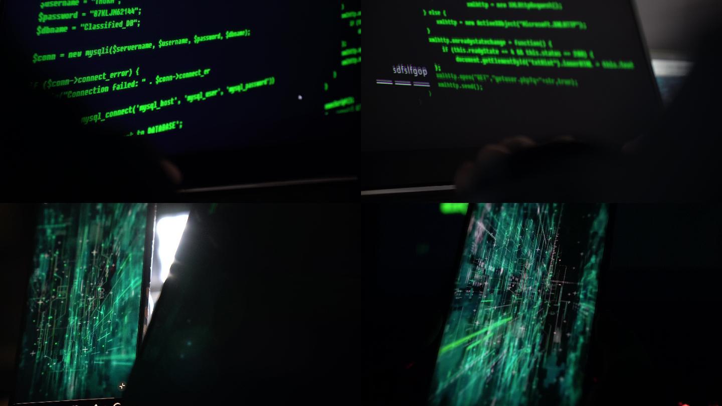 黑客攻击代码视频素材