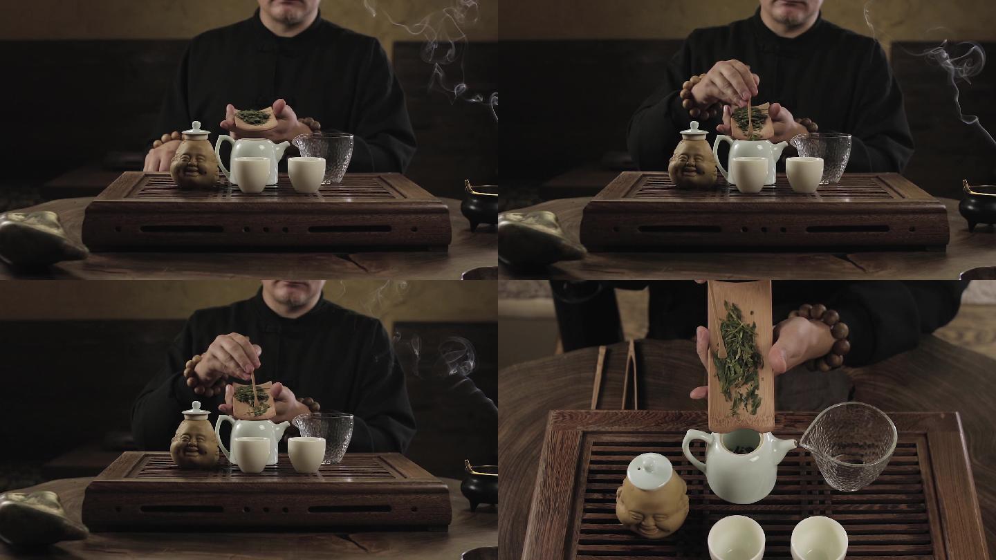 传统茶冲泡特写镜头