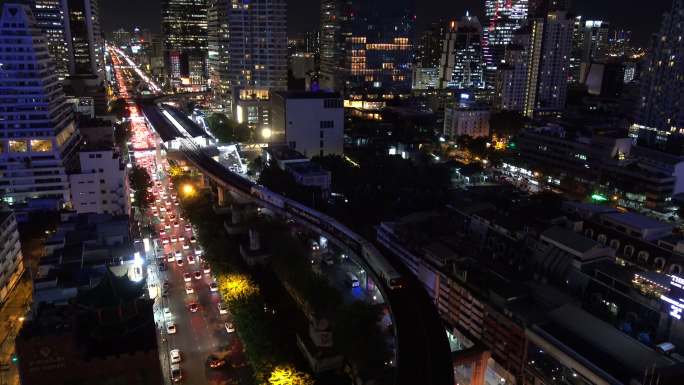 曼谷的夜晚夜生活大景夜景全景旅游旅行