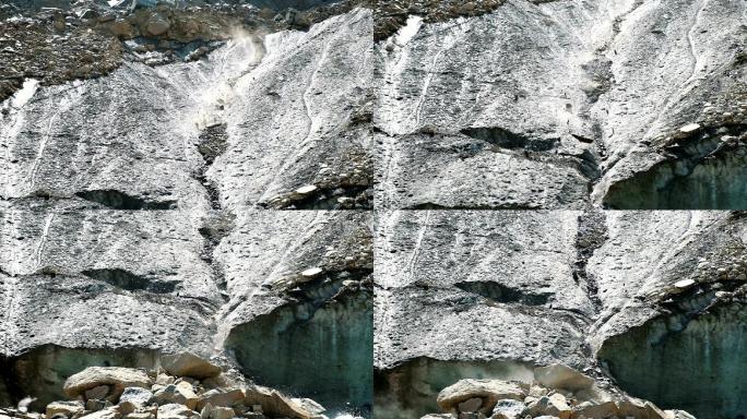 巨大的石头从冰川上落下来