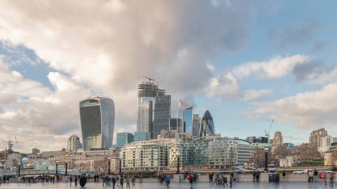 伦敦延时风景繁华建筑群大气全景空镜