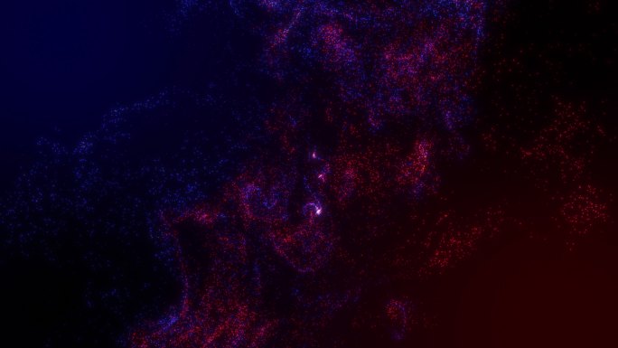 4k粒子墨水蓝红碰撞，渐变背景闪烁